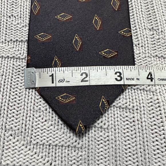 Hugo Boss brown geometric diamond Italian silk tie - Picture 5 of 5